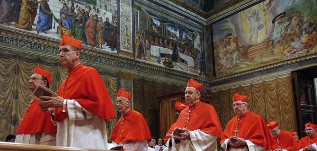 Cardinals enter the Sistine Chapel at th
